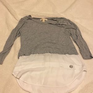 Michael Kors gray and white blouse